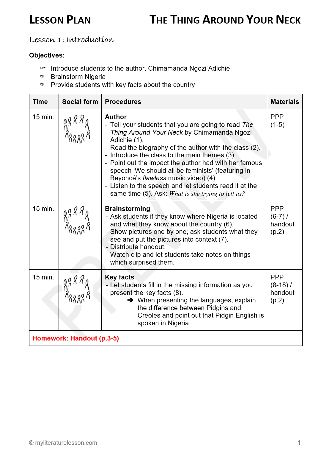 The Thing Around Your Neck Lesson Plan Preview